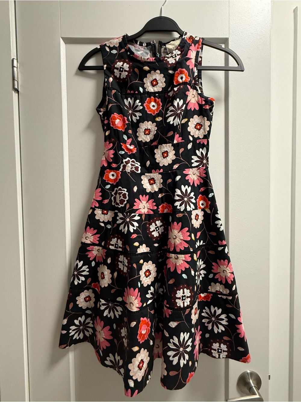 kate spade Black Floral Fit-and-Flare Dress with Pink & White Blooms